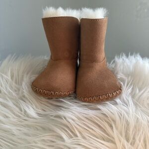 UGG Kids Tan Boots with Cream Fur